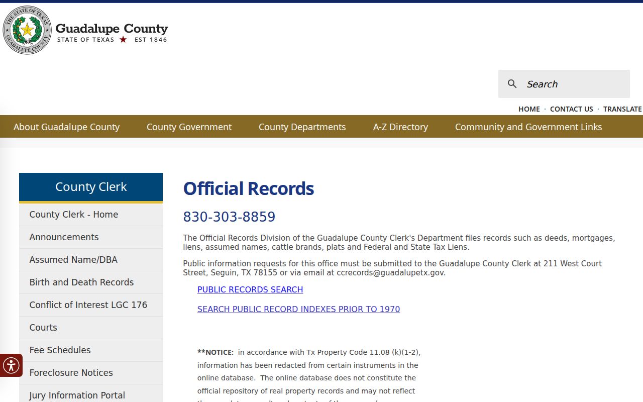 Guadalupe County residents directory pre 1970 records index route