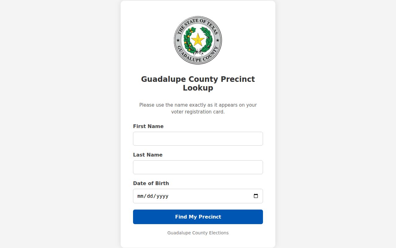 Guadalupe County resident lookup precinct verification form