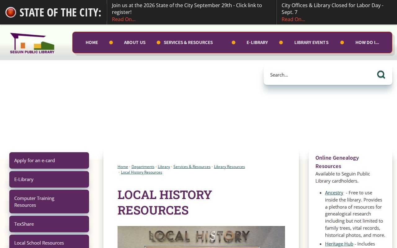 Guadalupe County residents directory Seguin local history resources